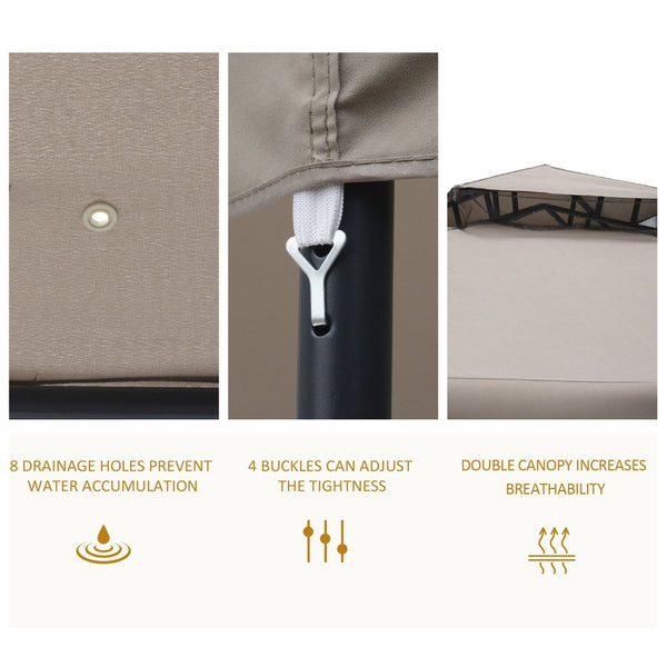 English Elm Outsunny 9.6' X 9.6' Vented Patio Gazebo With Mesh Netting, Durable Steel Frame For Outdoor Relaxation W2225P174196-GIGA