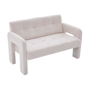 English Elm Nordic Ergonomic Double Armchair Upholstered Chenille Sofa 2-Seater Compact Lounge Chair 550LB Capacity Beige W395P380531