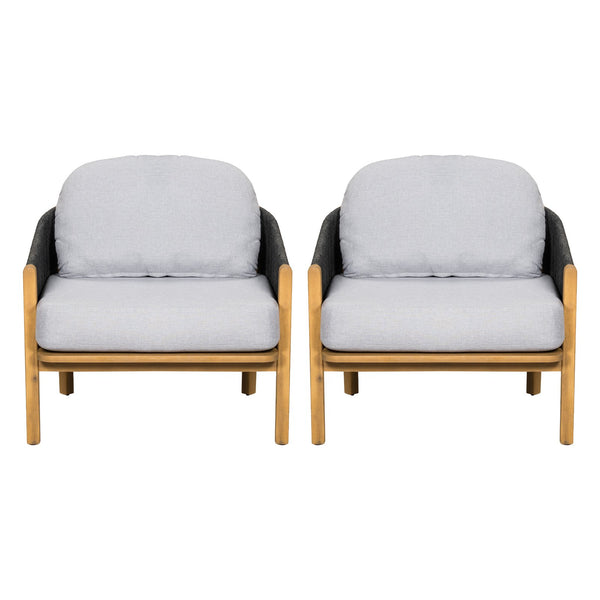 English Elm Christopher Knight Home® - Grotta Outdoor Club Chairs Set Of 2 - Stylish Dark Gray Rope & Plush Cushions For Ultimate Comfort N775P301130G-S2