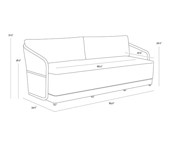 Sunpan Allariz Sofa - Modern Outdoor Elegance with Weather-Resistant Frame and Eco-Friendly Comfort Greige / Stinson White