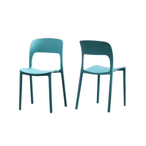 English Elm Christopher Knight Home® - KATHERINA Teal Injection-Molded PP Side Chairs Set of 2 with Firwood Seats, Mid-Century Outdoor Flair 64270.00T