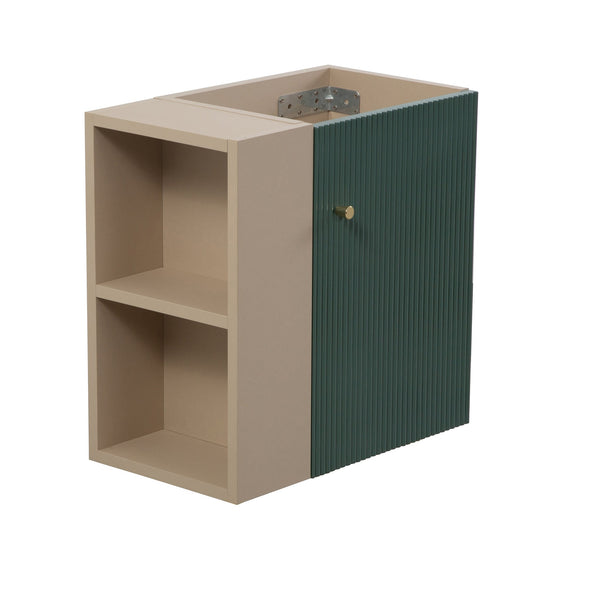 English Elm 21.6" Floating Bathroom Vanity Base Sage Green Soft Close Open Shelf Gold Accents W1573P446793