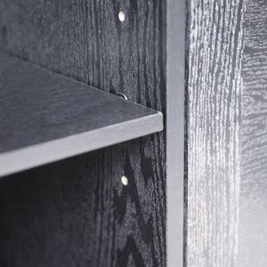 English Elm 45" Mirrored Acrylic Door Sideboard Mdf Buffet Cabinet with Adjustable Shelves Black W2899P372750