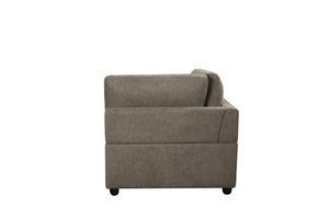 English Elm Rylie Brown Linen 5-Piece Modular Sectional Sofa with Toss Pillows, Pocket Coil Seats, Modern Comfort B2726S00423