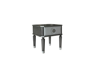 English Elm House Beatrice Charcoal & Light Gray End Table with Drawer, Silver Trim, KD Assembly, Modern Chic B2726P244956