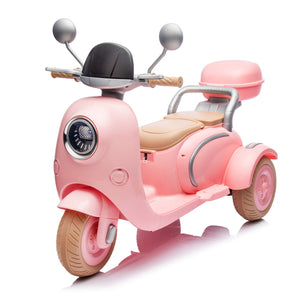 English Elm 12v Dual Motor Two Seater Kids Electric Ride on Motorcycle with Bluetooth Led and Trunk Pink W1578P268012