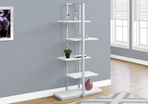 English Elm Bookshelf, 3-Tier 48" Ladder Etagere with Wood-Texture Taupe Laminate & Black Metal Frame for Small Spaces White 42 L x 16 W x 6 H B2710P219656