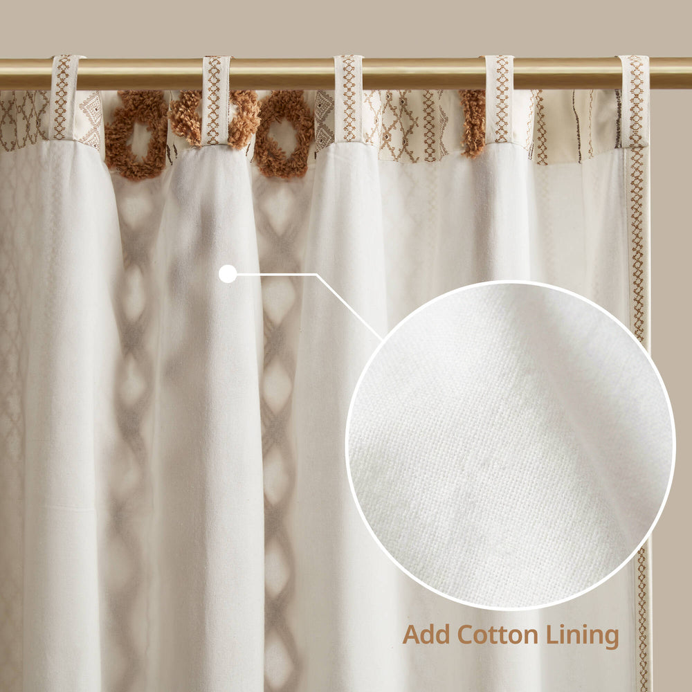 English Elm 1 Cotton Printed Window Panel Chenille Stripe Lined Bohemian Farmhouse Curtain B035P496604