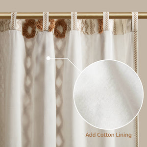 English Elm 1 Cotton Printed Window Panel Chenille Stripe Lined Bohemian Farmhouse Curtain B035P496604