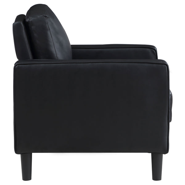 English Elm Farallone Upholstered Track Arm Accent Chair in Leatherette with Tapered Feet and Plush Support Black B062P299958