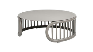 English Elm Jennifer Taylor Home - Harper Modern 34.5" Round Indoor/Outdoor Coffee Table in Geige Taupe Aluminum — Durable Stylish Centerpiece B2719P245999