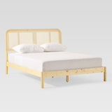 Queen Platform Bed with Rattan Headboard Insert Natural NRUB5CNA Walker Edison