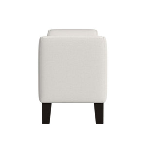 English Elm Fabric Upholstered Accent Bench with Arms in Soft Neutral Fabric, Sleek Black Legs for Modern Chic Seating Vanilla White B016P383450