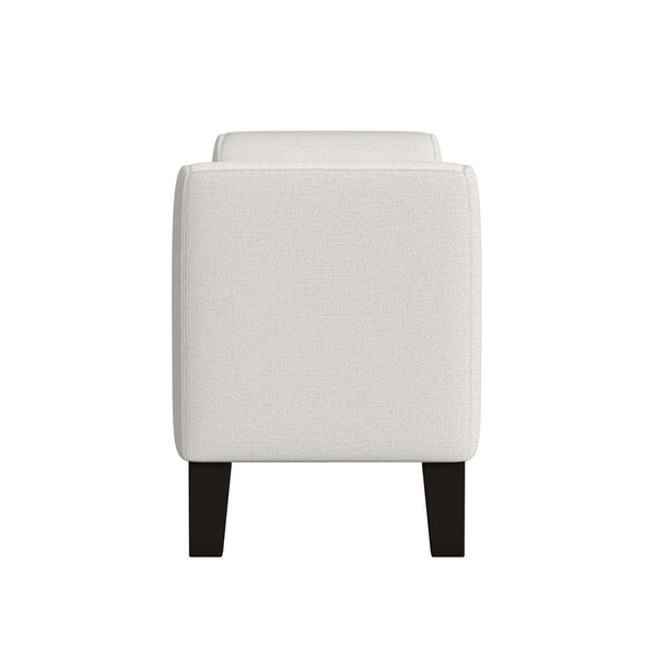 English Elm Fabric Upholstered Accent Bench with Arms in Soft Neutral Fabric, Sleek Black Legs for Modern Chic Seating Vanilla White B016P383450