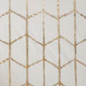 English Elm Total Blackout Metallic Raina Grommet Curtain Panel Pair 50x84 100% Blackout Gold Geometric Ivory Elegance B035129662