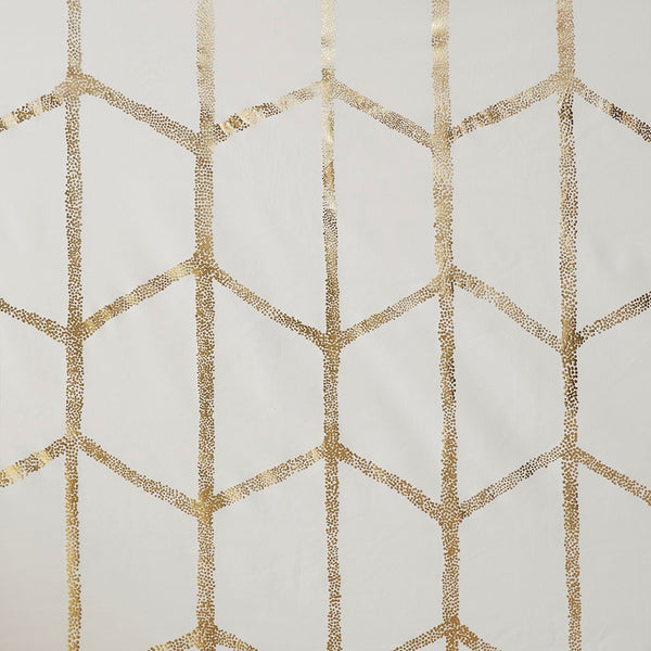 English Elm Total Blackout Metallic Raina Grommet Curtain Panel Pair 50x84 100% Blackout Gold Geometric Ivory Elegance B035129662