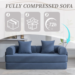 English Elm UNITED modular foldable sofa with metal frame, corduroy upholstery, side pocket & quick assembly convenience Navy W1568P375644