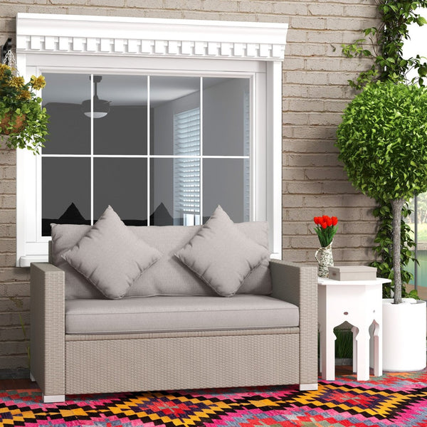 English Elm Outsunny Stylish Outdoor Wicker Loveseat With Cushions, Comfortable 2-Seat Sofa For Patio & Garden W2225P174003-GIGA
