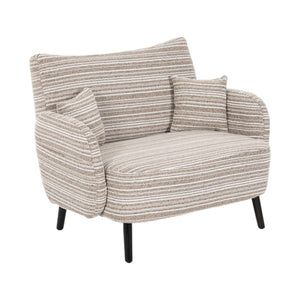English Elm Modern tufted two-seater sofa with boucle upholstery, tapered legs, storage pockets and plush comfort for small spaces and offices khaki W395P376587
