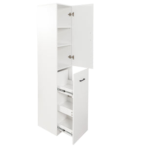 English Elm Kitchen Pantry Cabinet Freestanding Tall Storage with Pull Out Shelves Slim White Design W331P373803
