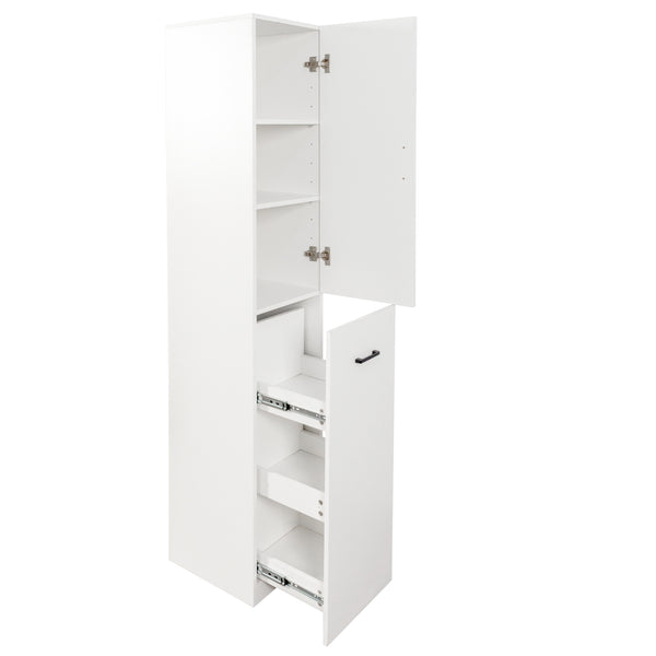 English Elm Kitchen Pantry Cabinet Freestanding Tall Storage with Pull Out Shelves Slim White Design W331P373803