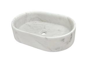 English Elm White Natural Marble Vessel Sink - Semi-Polished Elegance, Durable Design For Luxurious Bathrooms W1696P333273-GIGA