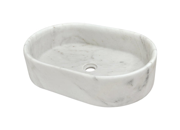 English Elm White Natural Marble Vessel Sink - Semi-Polished Elegance, Durable Design For Luxurious Bathrooms W1696P333273-GIGA