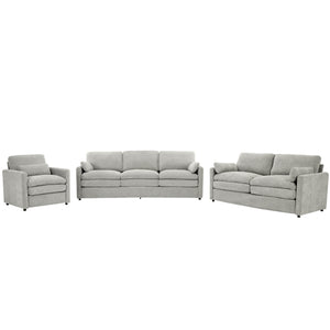 English Elm Cozy Oversized Chenille Sofa Set With Plush Double Cushions For Ultimate Comfort In Light Grey N719S001920R
