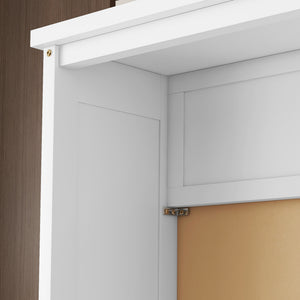 English Elm Queen Murphy Wall Bed with Integrated Desk Gas Strut Lift White Cabinet for Small Spaces White W504S00216
