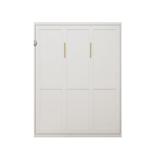 English Elm Multifunctional Queen Murphy Wall Bed with Hydraulic Soft Close and Solid Wood Slat Support W5290S00001