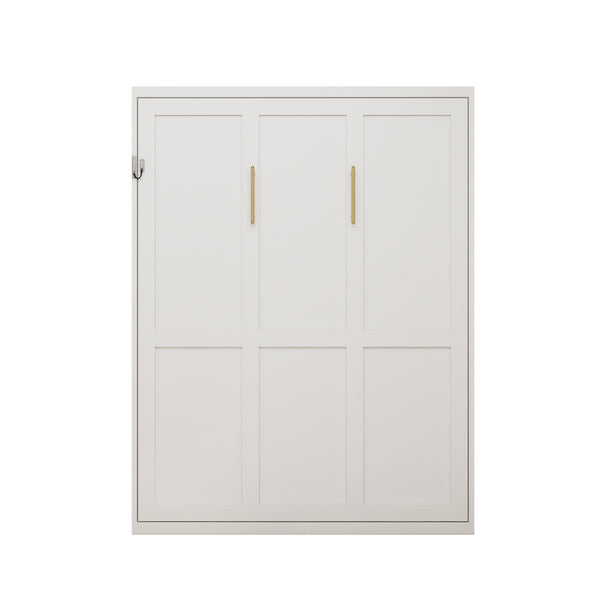 English Elm Multifunctional Queen Murphy Wall Bed with Hydraulic Soft Close and Solid Wood Slat Support W5290S00001