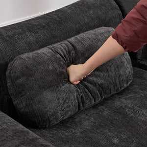 English Elm Modular Chenille Deep Seat Sectional Sofa with Bamboo Frame for Living Room Lounge Black W1829S00071