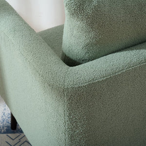English Elm Modern Accent Chair Upholstered Armchair with Chenille Fabric, Ergonomic Padded Seat, Wood Legs for Living Room Seating Comfort and Stylish Mid Century Flair Green W1028P236497