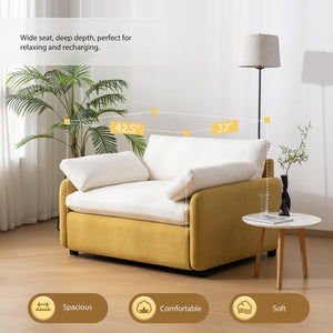 English Elm 50*43" Oversized Chenille Armchair Deep Lounge Seat Modern Minimalist Living Room Chair Cream,Yellow N723S5042L
