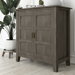 English Elm Burlington Low Storage Cabinet with Handcrafted Solid Wood, Transitional Design, Adjustable Shelves and Anti-Tip Safety Dark Brown B136P158509