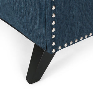 English Elm Christopher Knight Home® - Classic Classic Style Fabric Push Back Chair with Rivet Detail, Rolled Arms & Plush Cushions for Comfort and Stability Navy Blue 71909.00NBLU