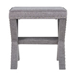 Homelegance By Top-Line Sumiko Linen X-Base Nailhead 17-inch Stool Grey Wood