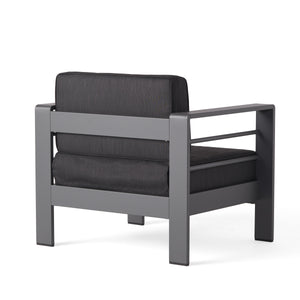 English Elm Cape Coral Aluminum Slat Club Chair Resort Style Patio Seat with Thick Cushions 56347.00GRY
