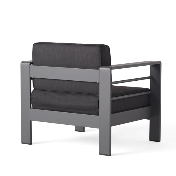 English Elm Cape Coral Aluminum Slat Club Chair Resort Style Patio Seat with Thick Cushions 56347.00GRY