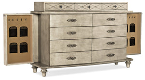 Hooker Furniture Sanctuary Diamont Dresser With Jewelry Storage, Jewel Platinum Finish, Cedar-Lined Drawers & Felt Trays 5875-90002-95