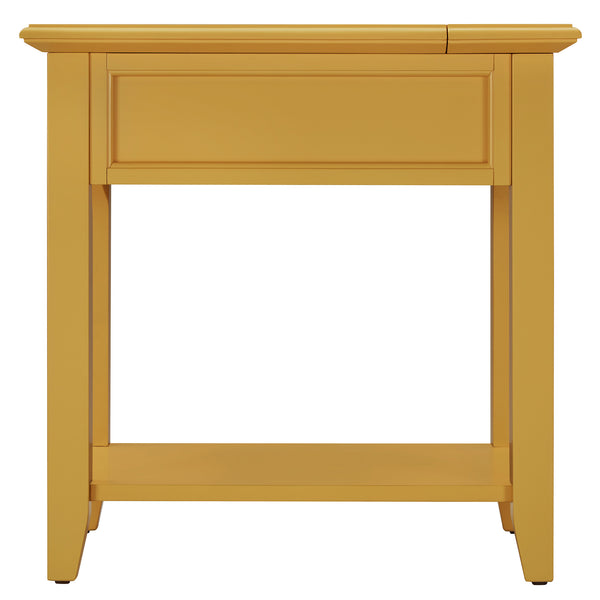 Homelegance By Top-Line Cerie 1-Drawer Side Table with Charging Station Yellow Wood