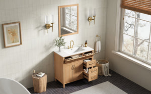 English Elm [video] 36 Inch Freestanding Bathroom Vanity with Ceramic Sink and Soft Close Storage N759P395344N