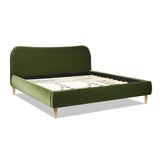 English Elm Roman Curved Headboard Upholstered Platform Bed, King, Olive Green Performance Velvet