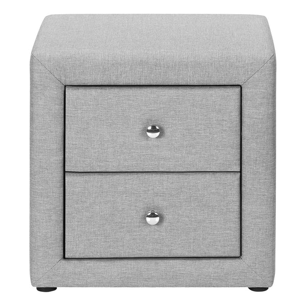 English Elm Nightstand, Grey Linen Upholstered End Table With Storage Drawers – Perfect For Bedroom & Living Room B2710P219503