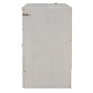 English Elm Queen Murphy Wall Bed with Usb Ports Storage Drawers and Cabinet Style Panel Front White N708S00006AAK