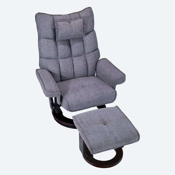English Elm 8-point Massage Recliner with Heat Ottoman Chenille Swivel Lounge Chair W1622S00002