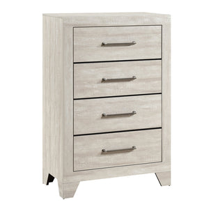 English Elm Contemporary Dusty Gray Oak 4-Drawer Chest with Dovetail Drawers, Metal Glides & Silver Pulls B011P323478
