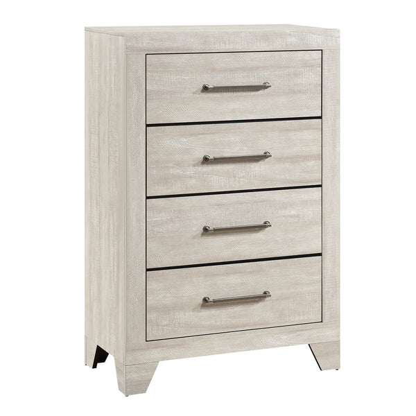 English Elm Contemporary Dusty Gray Oak 4-Drawer Chest with Dovetail Drawers, Metal Glides & Silver Pulls B011P323478
