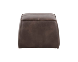 Sunpan Aspen Ottoman - Stylish Faux Leather Cube with Decorative Handle for Modern Spaces, 21" Square Havana Dark Brown