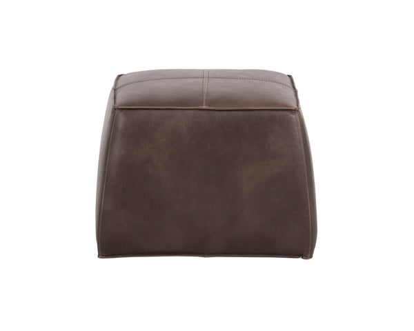 Sunpan Aspen Ottoman - Stylish Faux Leather Cube with Decorative Handle for Modern Spaces, 21" Square Havana Dark Brown